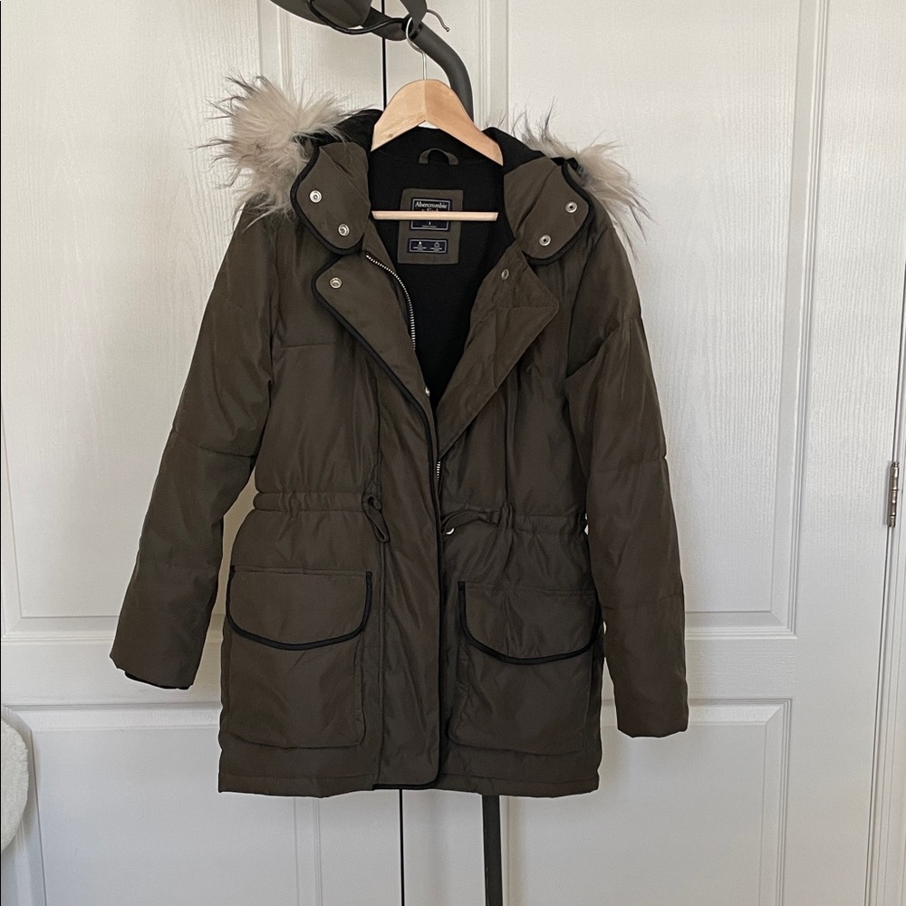 Abercrombie & Fitch Parka Coat with Faux Fur Hood